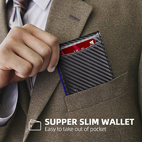 RUNBOX Slim Wallet for Men Genuine Leather RFID Blocking Bifold Minimalist Front Pocket Mens Wallet with Money Clip Thin Gift Box - Image 3