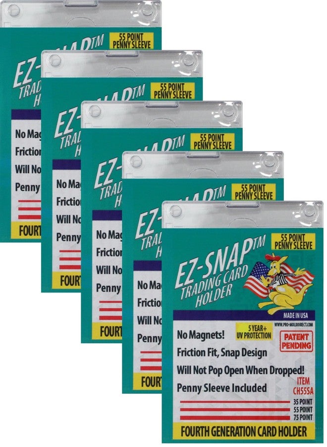 Pro-Mold 5-Count Pro-Mold 55pt EZ-Snap Trading Card Holders Holds Sleeved Card UV Protection CH55SA - Image 1