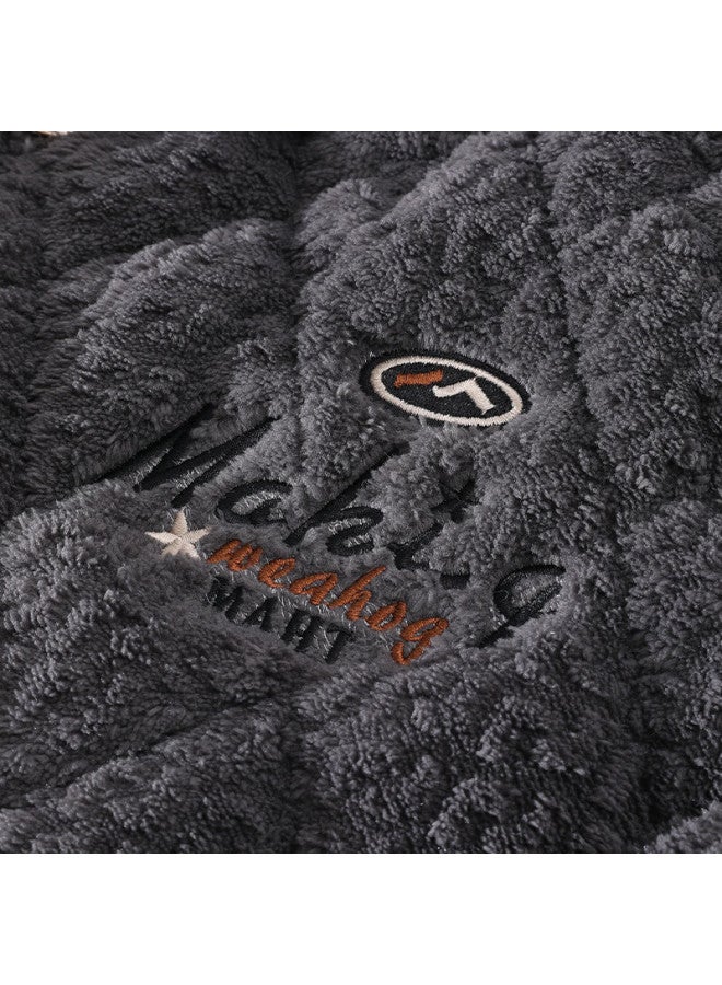 Zisehy Purple Floral Language Men's Three-layer Thickened Warm Coral Fleece Pajamas Autumn Winter High-end Homewear Black Gray L - Image 4