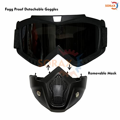 SORAX 3 in 1 Detachable Mask with Foam face shield Protective Goggles for Bike Scooter Motorcycle (Clear Transparent) - Image 2