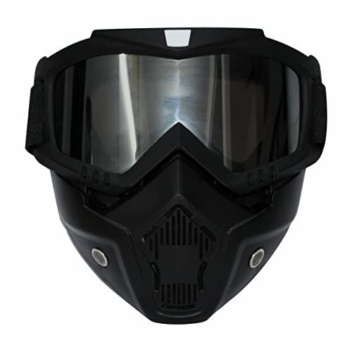 SORAX 3 in 1 Detachable Mask with Foam face shield Protective Goggles for Bike Scooter Motorcycle (Clear Transparent) - Image 1