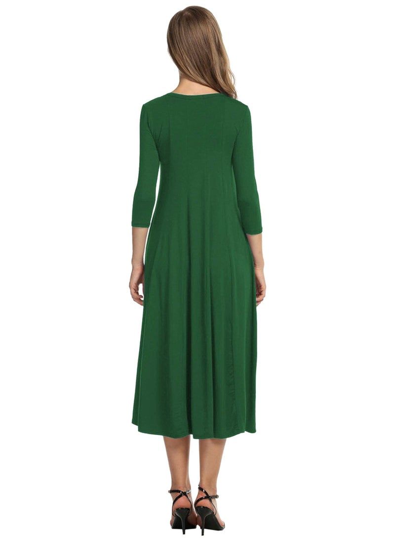 NIBEMINENT Women's 3/4 Sleeve A-line and Flare Midi Long Dress - Image 2
