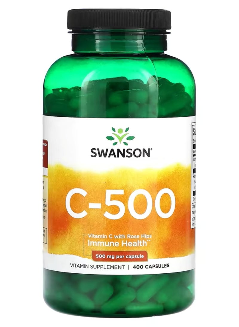 Swanson, C-500, Vitamin C with Rosehip, 400 Capsules