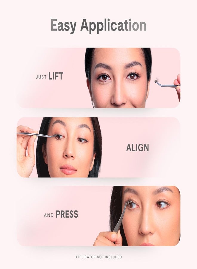 Silly George Single-Size Pop-On Lashes - DIY 1-Step Pre-Glued Faux Eyelash Cluster Kit, Natural Look Extensions, Pack of 24 Individual Clusters, Black - Blush, 10mm - Image 2