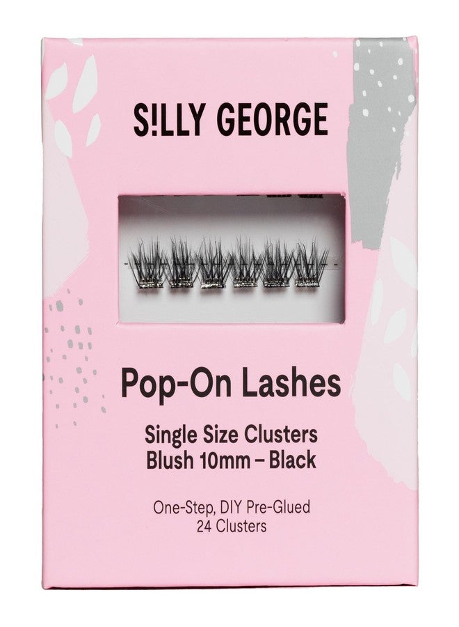 Silly George Single-Size Pop-On Lashes - DIY 1-Step Pre-Glued Faux Eyelash Cluster Kit, Natural Look Extensions, Pack of 24 Individual Clusters, Black - Blush, 10mm - Image 1