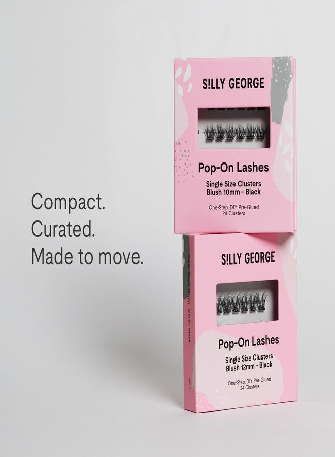 Silly George Single-Size Pop-On Lashes - DIY 1-Step Pre-Glued Faux Eyelash Cluster Kit, Natural Look Extensions, Pack of 24 Individual Clusters, Black - Blush, 10mm - Image 4