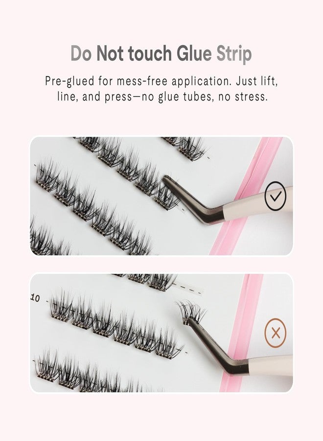 Silly George Single-Size Pop-On Lashes - DIY 1-Step Pre-Glued Faux Eyelash Cluster Kit, Natural Look Extensions, Pack of 24 Individual Clusters, Black - Blush, 10mm - Image 3