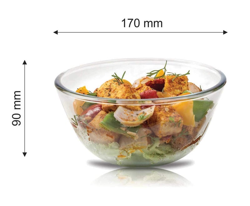 RAGYULA Borosilicate Glass Mixing Bowl and Serving Bowl Micro Wave Oven Safe 1000ml Set of 1 Piece Transparent Clear - Image 2
