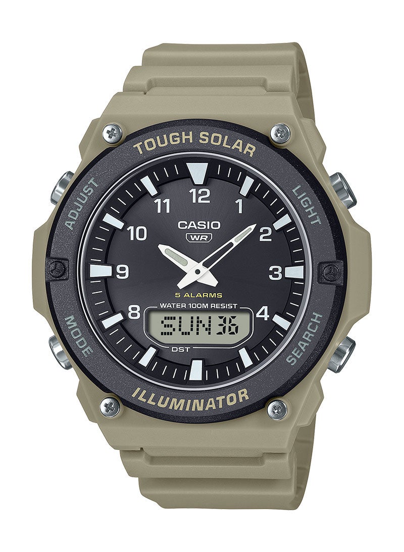 Casio AQ-S820W-5A Men's Analog-Digital Solar Watch – Olive green Resin Strap, Tough Solar, 100M Water Resistant