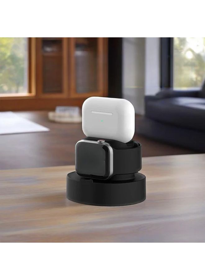 Pink Dual Device Wireless Charging Stand for Smartwatch and Earbuds - Image 1