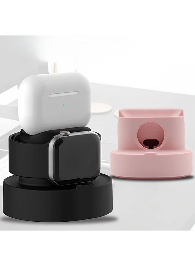 Pink Dual Device Wireless Charging Stand for Smartwatch and Earbuds - Image 3