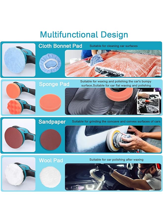 erorex Cordless Eccentric Car Polisher 8 Gears Of Speeds Adjustable Electric Auto Polishing Machine Multifunctional Metal Waxing Wood Grinding Rust Removal Machine - Image 2