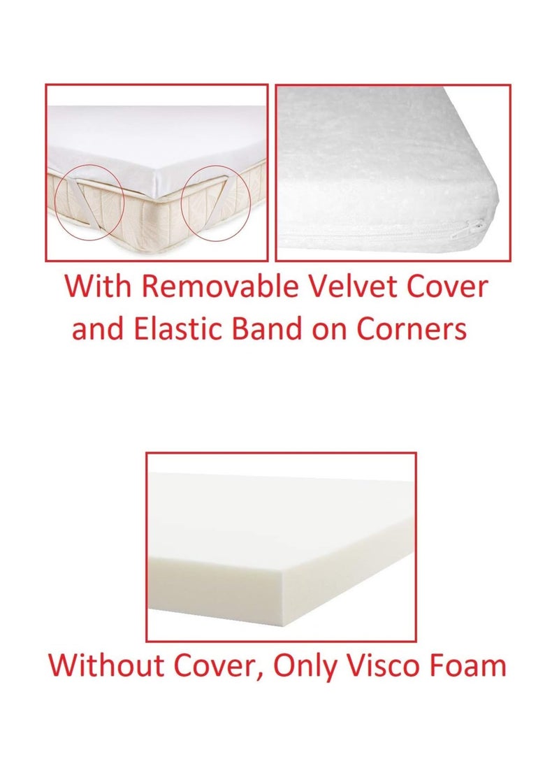 Sleep Comfort - Memory Foam (Visco) Mattress Topper 5cm Height with Removable Velvet Cover and Elastic Band on Corners, 100 x 200 cm - Image 1