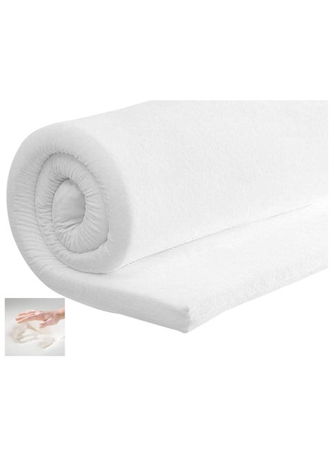 Memory Foam (Visco) Mattress Topper 5cm Height with Removable Velvet Cover and Elastic Band on Corners, 100 x 200 cm