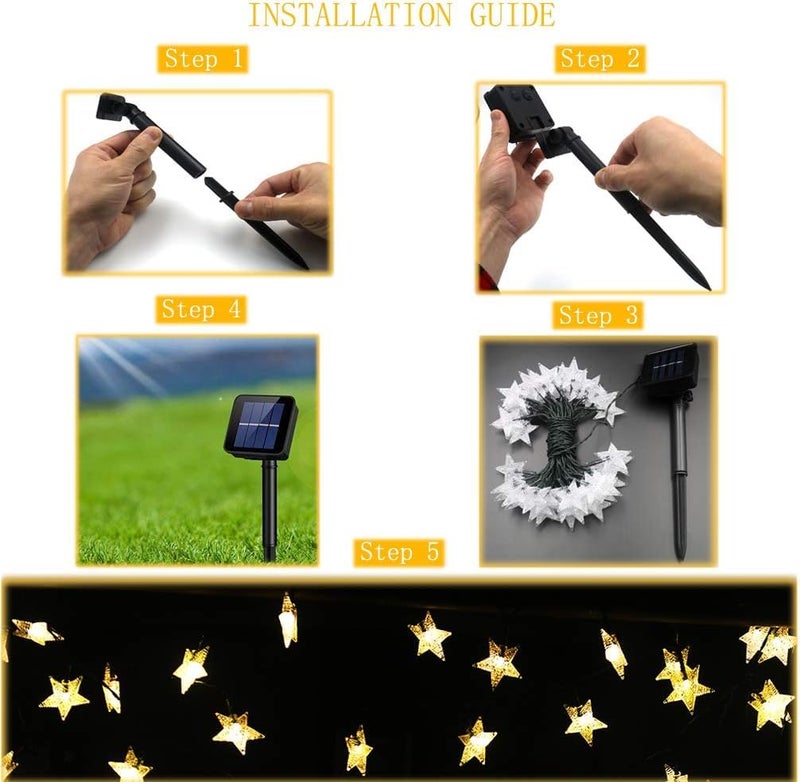 XERGY Solar Star Twinkle String Lights,30 Led 8 Modes Solar Powered Fairy Decorative Light Waterproof Lights for Gardens, Lawn Patio, Indoor,Wedding, (Warm White) - Image 5