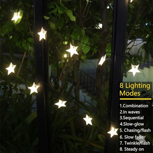 XERGY Solar Star Twinkle String Lights,30 Led 8 Modes Solar Powered Fairy Decorative Light Waterproof Lights for Gardens, Lawn Patio, Indoor,Wedding, (Warm White) - Image 2