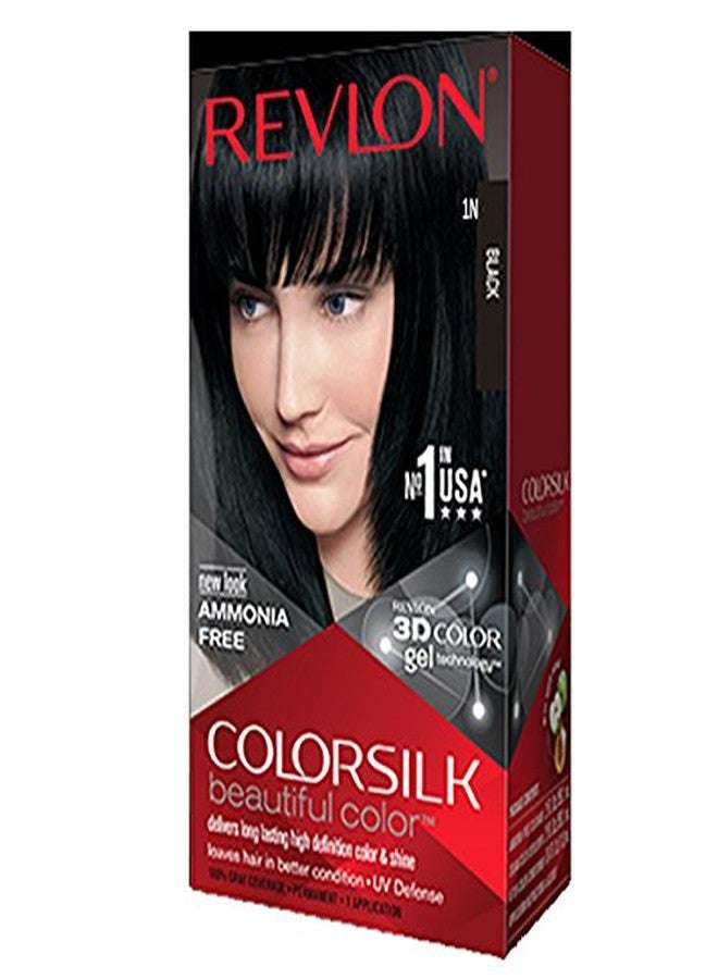 Revlon Colorsilk Hair Color with 3D Color Gel Technology, 160g - Black 1N