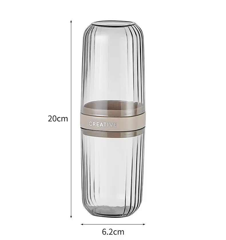 PRAMANTA Toothbrush and Paste Holder Cup Toothbrush Protector Tongue Scraper Case Mouthwash Seal Container Plastic Bathroom Stuff Storage for Household Travel (1Pcs) - Image 4