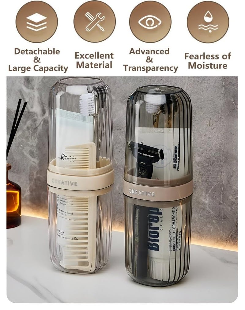 PRAMANTA Toothbrush and Paste Holder Cup Toothbrush Protector Tongue Scraper Case Mouthwash Seal Container Plastic Bathroom Stuff Storage for Household Travel (1Pcs) - Image 5