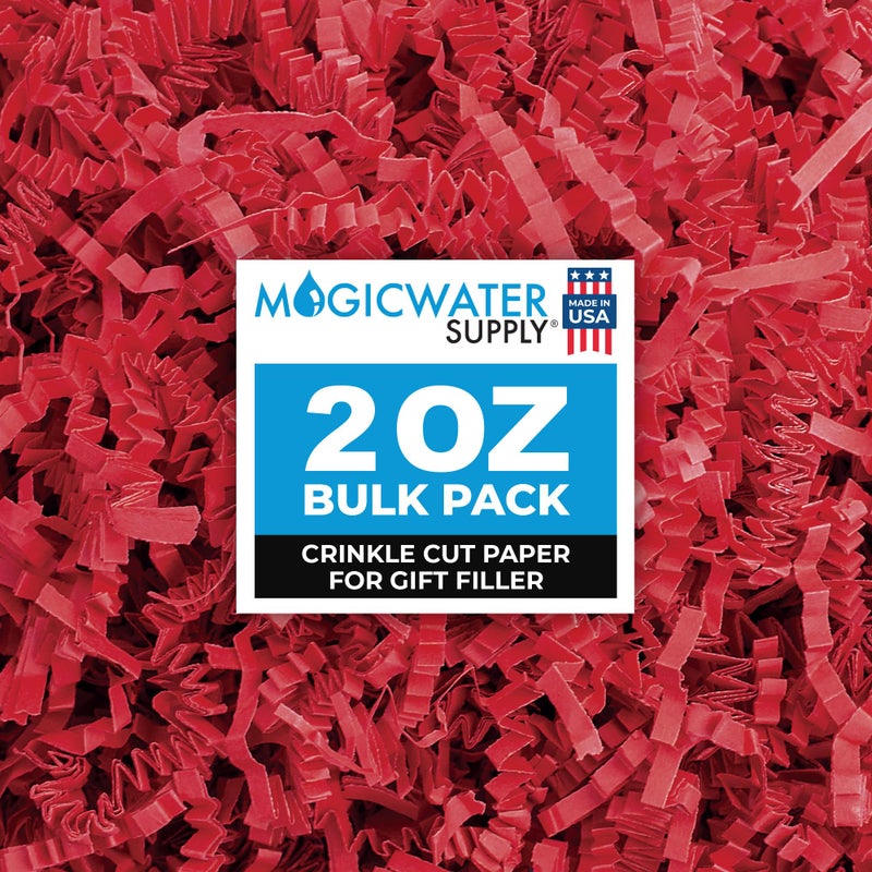 MagicWater Supply MagicWater Crinkle Cut Paper for Gift Baskets - 2 Oz - Red - Perfect for Shredded Paper Filler, Basket Filler, Gift Boxes, Bridesmaid Gifts, Christmas Stuffers & More â€“ Ideal for All Occasions - Image 1