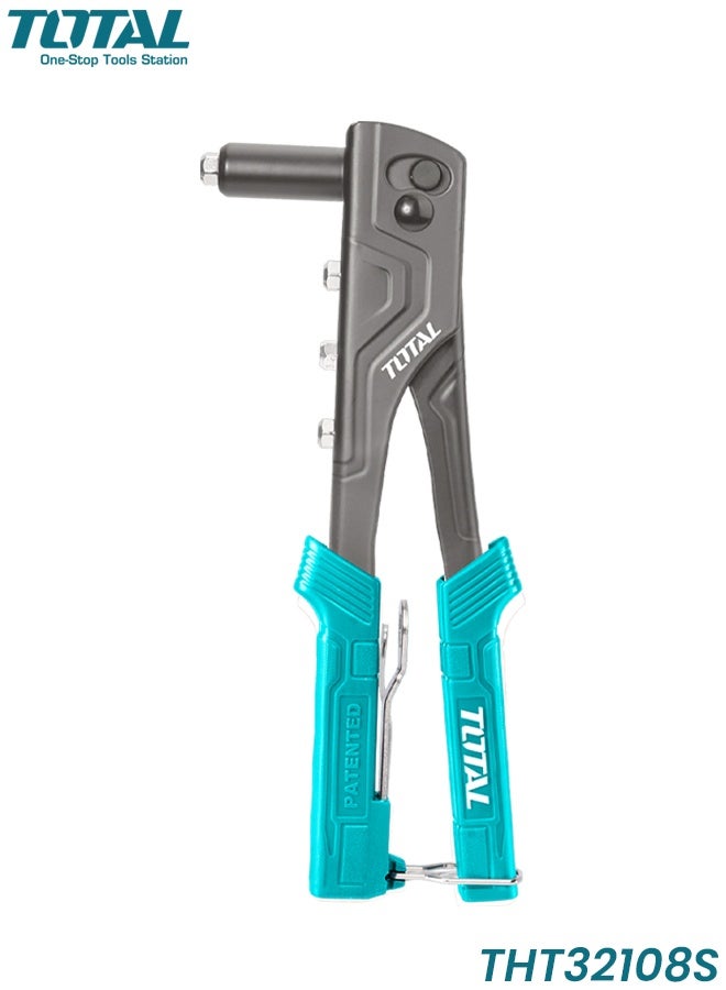TOTAL Hand Riveter THT32108S 10.5 Inch Heavy Duty Rivet Gun Tool for Aluminum Rivets 2.4mm, 3.2mm, 4.0mm, 4.8mm Durable Tool Steel Body, Non-Slip PVC Handle, Quick Change Rivet Heads Ideal for Metalwork, Construction, Automotive & DIY - Image 1