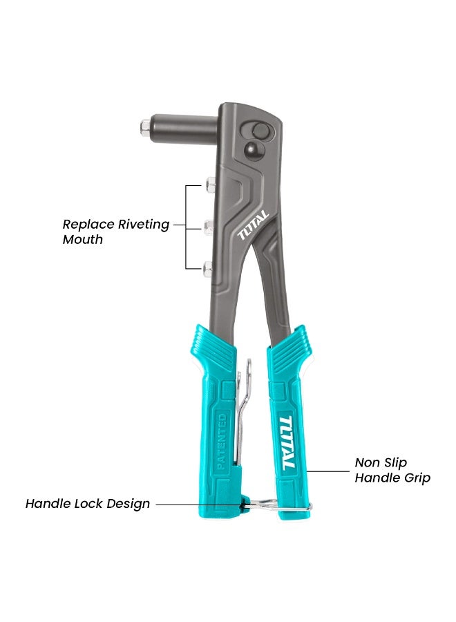 TOTAL Hand Riveter THT32108S 10.5 Inch Heavy Duty Rivet Gun Tool for Aluminum Rivets 2.4mm, 3.2mm, 4.0mm, 4.8mm Durable Tool Steel Body, Non-Slip PVC Handle, Quick Change Rivet Heads Ideal for Metalwork, Construction, Automotive & DIY - Image 2