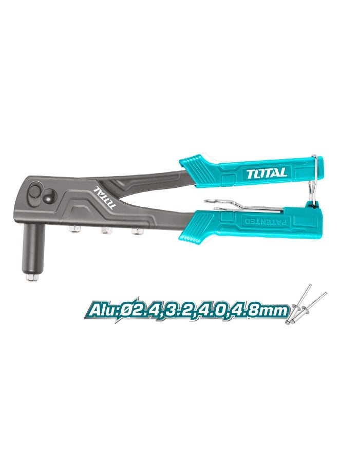 TOTAL Hand Riveter THT32108S 10.5 Inch Heavy Duty Rivet Gun Tool for Aluminum Rivets 2.4mm, 3.2mm, 4.0mm, 4.8mm Durable Tool Steel Body, Non-Slip PVC Handle, Quick Change Rivet Heads Ideal for Metalwork, Construction, Automotive & DIY - Image 5
