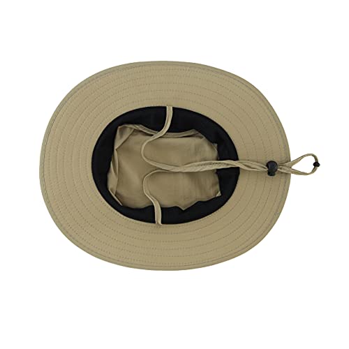 LLmoway Boys Girls Sun Hat UPF50+ Outdoor Adjustable Wide Brim Quick Dry Beach Hat with Cord Khaki - Image 3