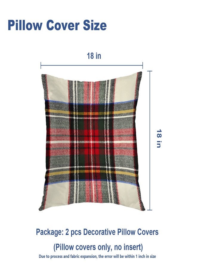Batmerry Plaid Pillow Covers 18x18 Inch Set of 2, Scottish Tartan Red and White Wool Plaid Pattern Symmetric Square Print Double Sided Decorative Pillows Cases Throw Pillows Covers - Image 5