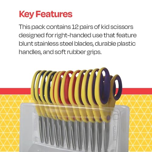 School Smart Blunt Tip Kids Scissors, 5 Inches, Assorted Colors, Pack of 12 - Image 5