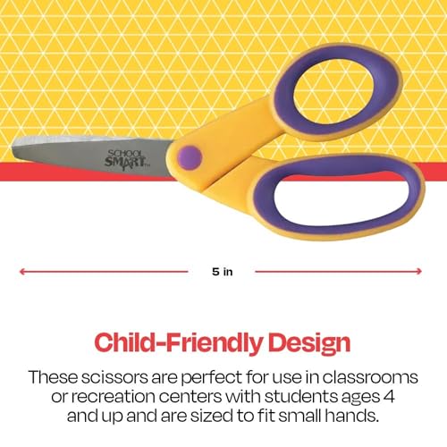 School Smart Blunt Tip Kids Scissors, 5 Inches, Assorted Colors, Pack of 12 - Image 4