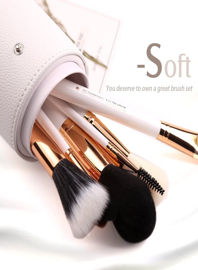 Z'OREYA Travel Makeup Brush Set White 12pcs Makeup Brushes Premium Synthetic Hair Professional Foundation Powder Contour Blush Cosmetic Eye Brush Sets With Holder - Image 4