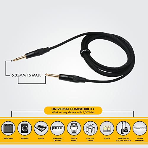 Hawk Proaudio Snungphir Hawk Proaudio Smpg010 Gold Series 6.35Mm Ts Male To 6.35Mm Ts Male With Cable Tie - 3 Meter (Black) - Image 2