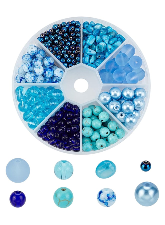 Blue Round Loose Beads Glass Beads, 839 Pieces - Image 1