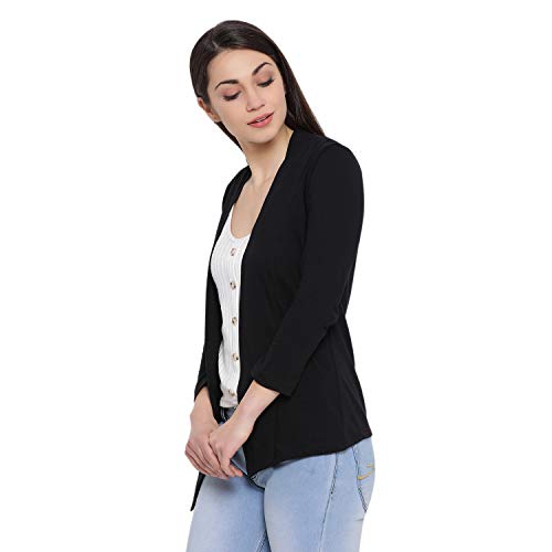 In Love Cotton blend Women's Banded Collar Waterfall Shrug,Wsg610Q1_Xl, Black - Image 3