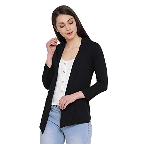 In Love Cotton blend Women's Banded Collar Waterfall Shrug,Wsg610Q1_Xl, Black - Image 1