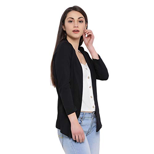 In Love Cotton blend Women's Banded Collar Waterfall Shrug,Wsg610Q1_Xl, Black - Image 4