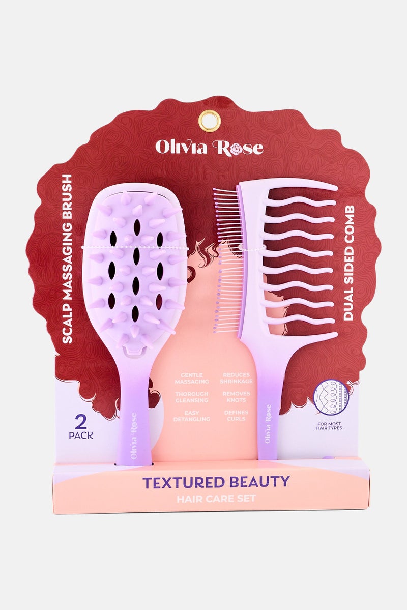 Olivia Rose Textured 2 Pieces Hair Care Set, Lavender - Image 1