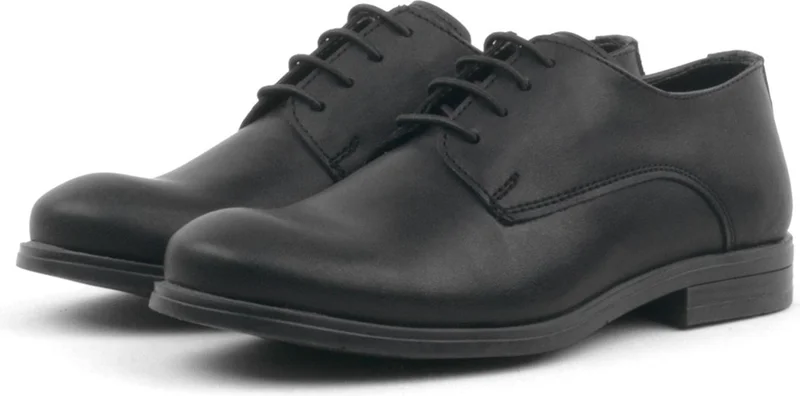 راكربلاس Black Matte Lace-up Oxford Kids School Shoes