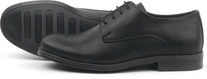 راكربلاس Black Matte Lace-up Oxford Kids School Shoes