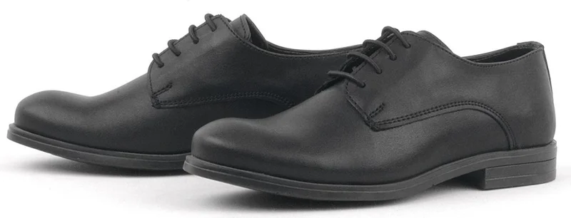 راكربلاس Black Matte Lace-up Oxford Kids School Shoes