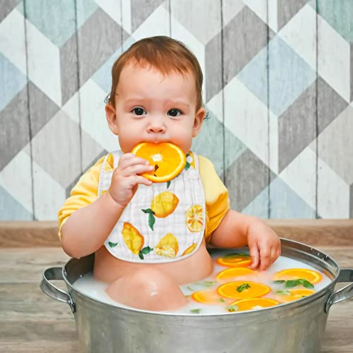 Zainpe 6Pcs Snap Muslin Cotton Bibs for Baby Lemon Flamingo Leaf Pineapple Bib with 6 Absorbent & Soft Layers Machine Washable Adjustable Burp Cloth for Drooling Eating and Teething - Image 5