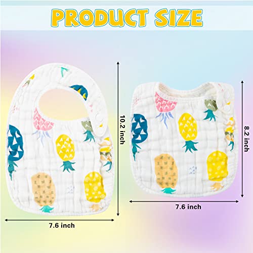 Zainpe 6Pcs Snap Muslin Cotton Bibs for Baby Lemon Flamingo Leaf Pineapple Bib with 6 Absorbent & Soft Layers Machine Washable Adjustable Burp Cloth for Drooling Eating and Teething - Image 2
