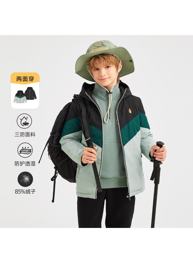 Hush Puppies School Uniform Magic Boys' Three-proof Two-way Down Jacket Winter Parent-child Down Jacket Ski Multi-layer Warmth Chinese New Year Outfit - Image 3