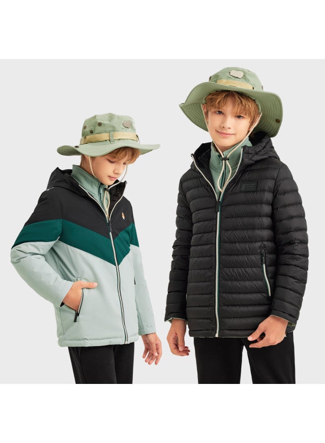 Hush Puppies School Uniform Magic Boys' Three-proof Two-way Down Jacket Winter Parent-child Down Jacket Ski Multi-layer Warmth Chinese New Year Outfit - Image 2