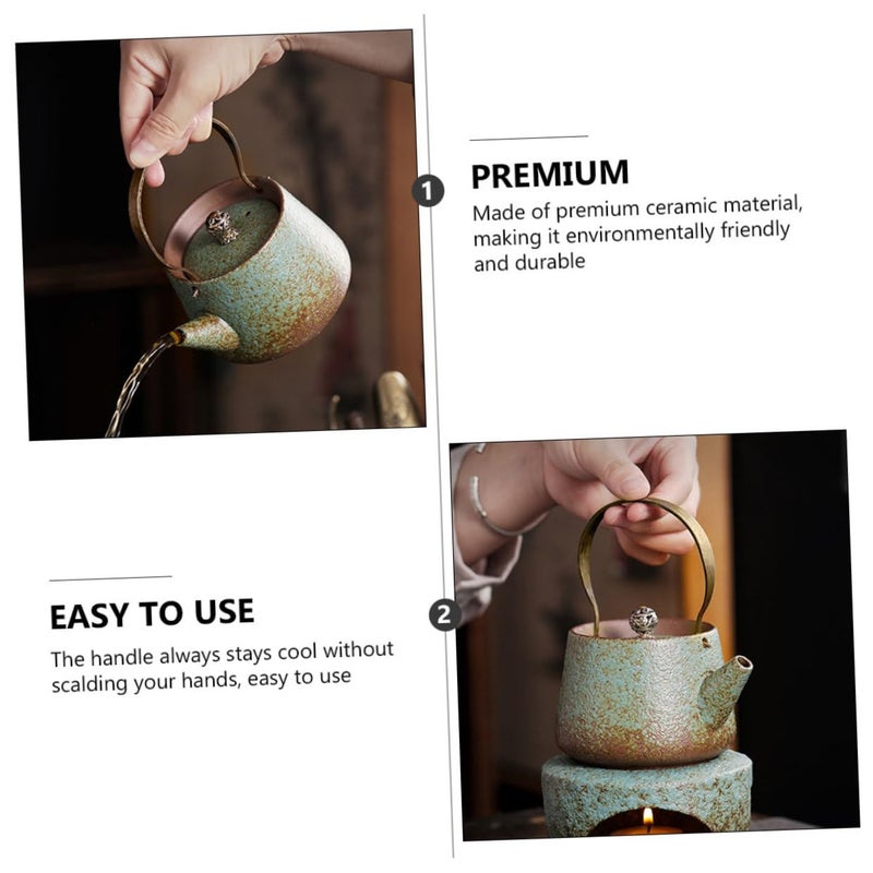 Retro Ceramic Teapot Small Rustic Clay Pot Vintage Pottery Kettle For Home Tea Brewing - Image 4