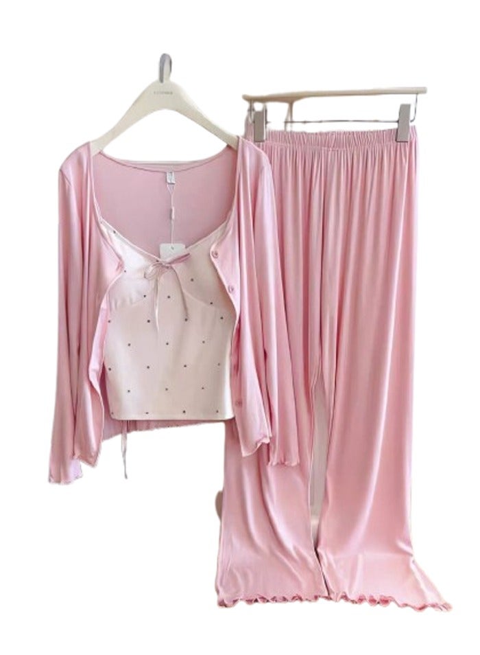 Women's 3-piece bridal pajama set - pink