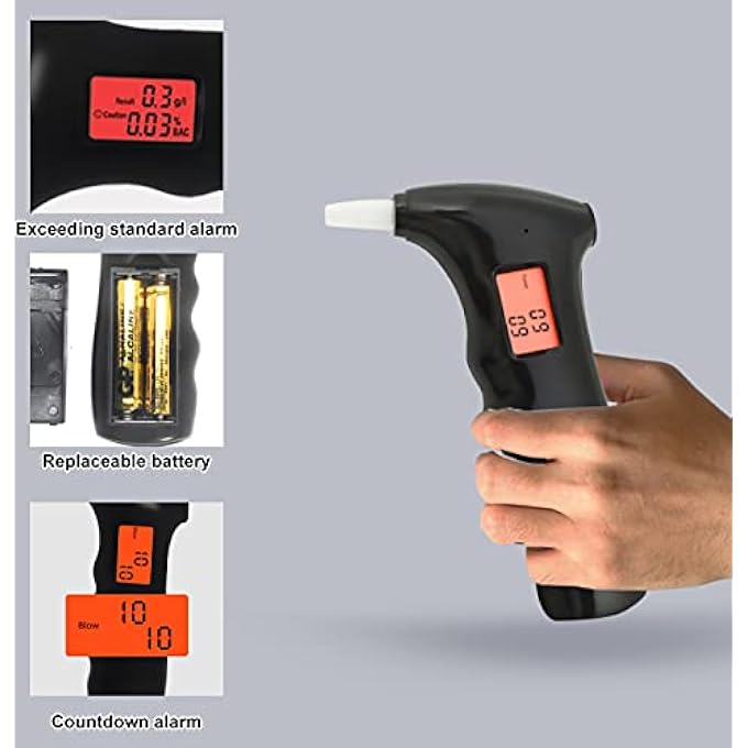 rayihni Breathalyzer, Alcohol Tester, Black Portable Alcohol Breath Tester with LED Display Digital Fast, High Accuracy Alcohol Detector, Breath Alcohol Tester for Personal Professional Use - Image 2