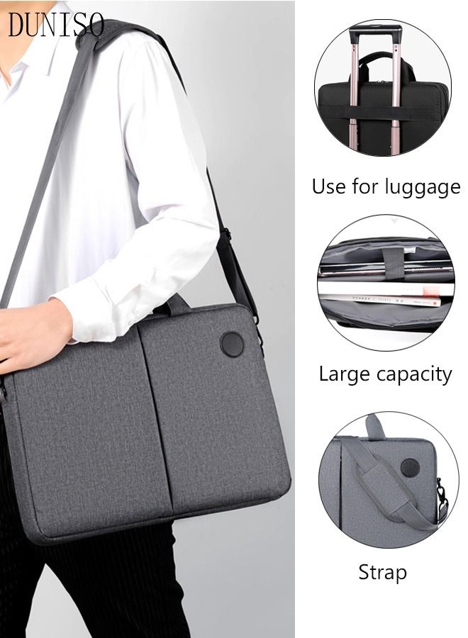 DUNISO 15.6 Inch Laptop Bag Lightweight PU Computer Bag Travel Business Briefcase Water Resistance Shoulder  - Image 1