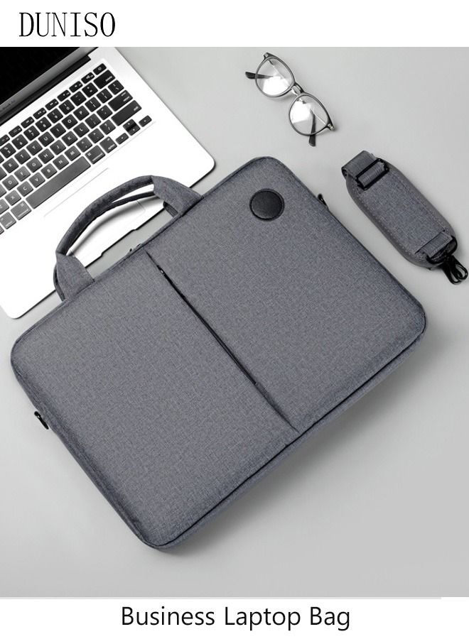 DUNISO 15.6 Inch Laptop Bag Lightweight PU Computer Bag Travel Business Briefcase Water Resistance Shoulder  - Image 3
